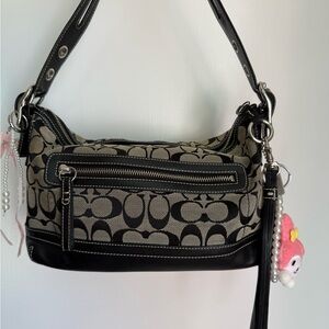 Vintage Coach Black & Gray Shoulder Bag